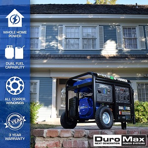 DuroMax Generator for your House during a power outage. 13000 watt dual fuel portable generator.